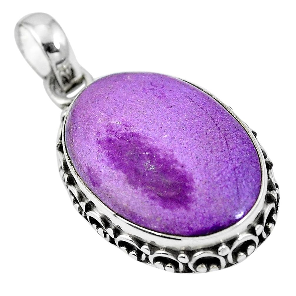 Natural purple purpurite 925 sterling silver pendant jewelry m67100