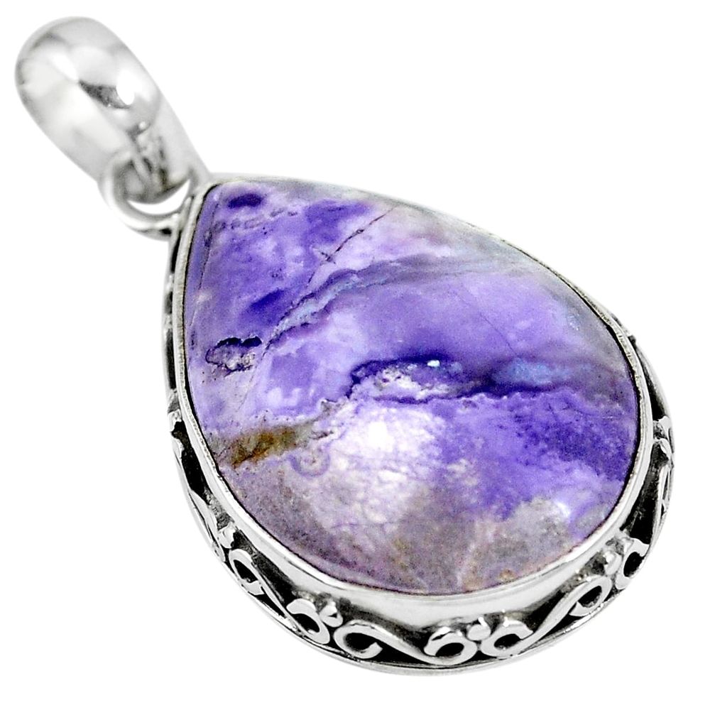 Natural purple tiffany stone 925 sterling silver pendant jewelry m67104