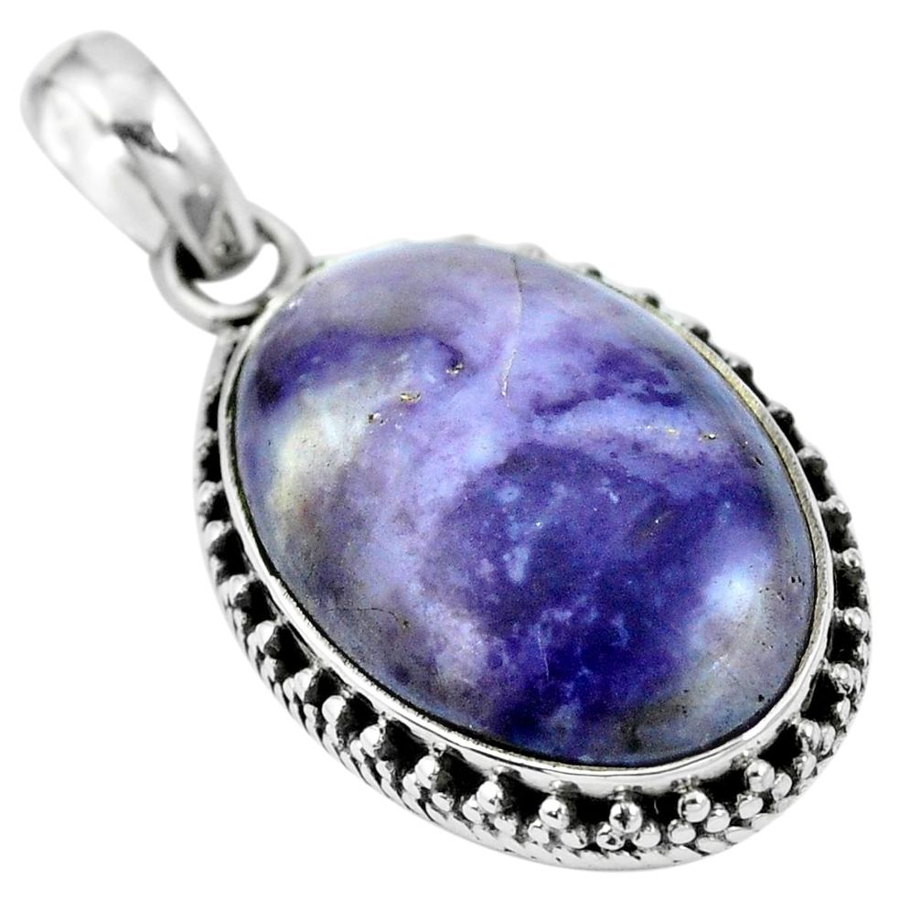 925 sterling silver natural purple tiffany stone oval pendant jewelry m67112