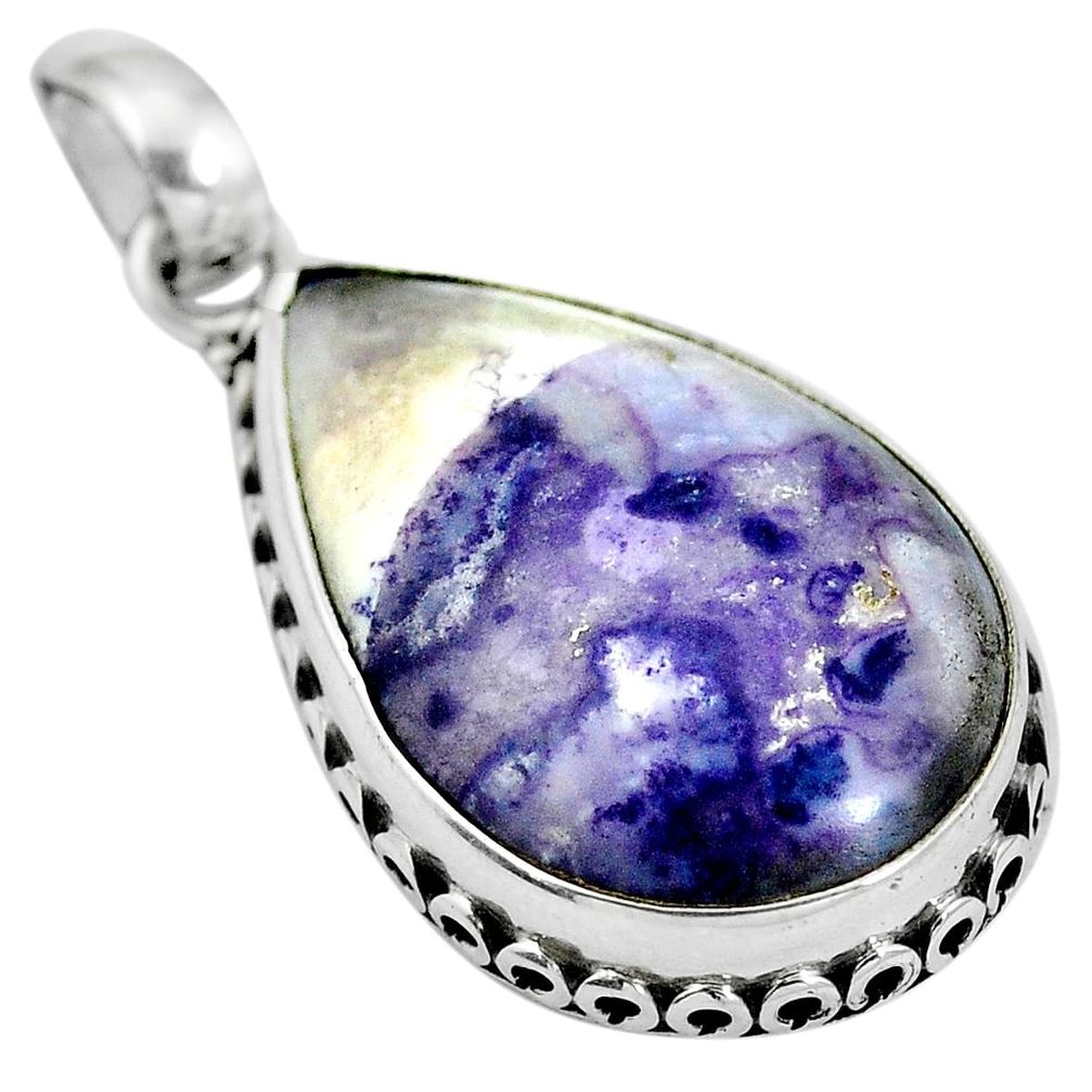 925 sterling silver natural purple tiffany stone pear pendant jewelry m67120
