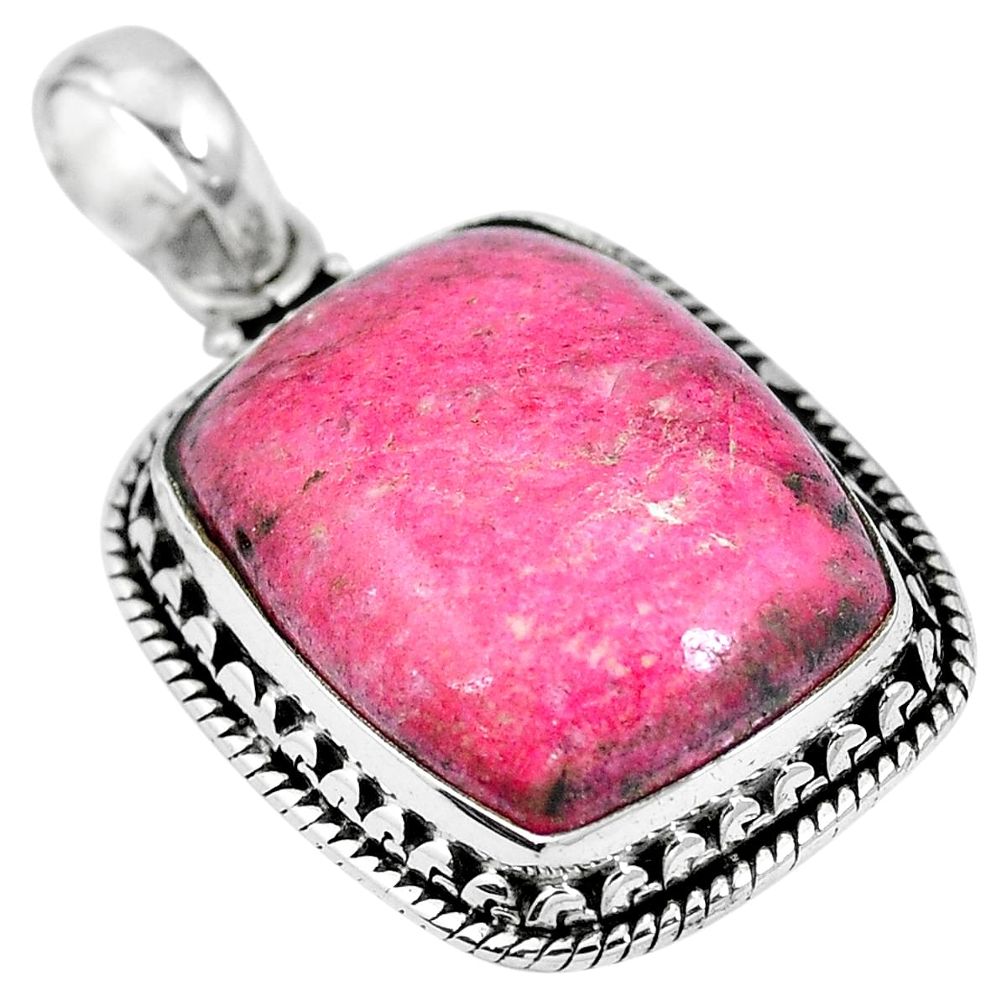 Natural pink thulite (unionite, pink zoisite) 925 silver pendant m67143