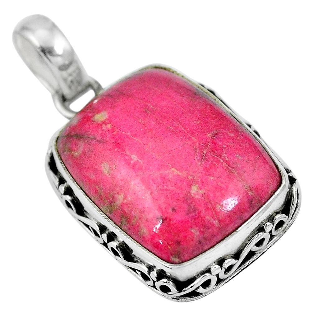 Natural pink thulite (unionite, pink zoisite) 925 silver pendant m67144