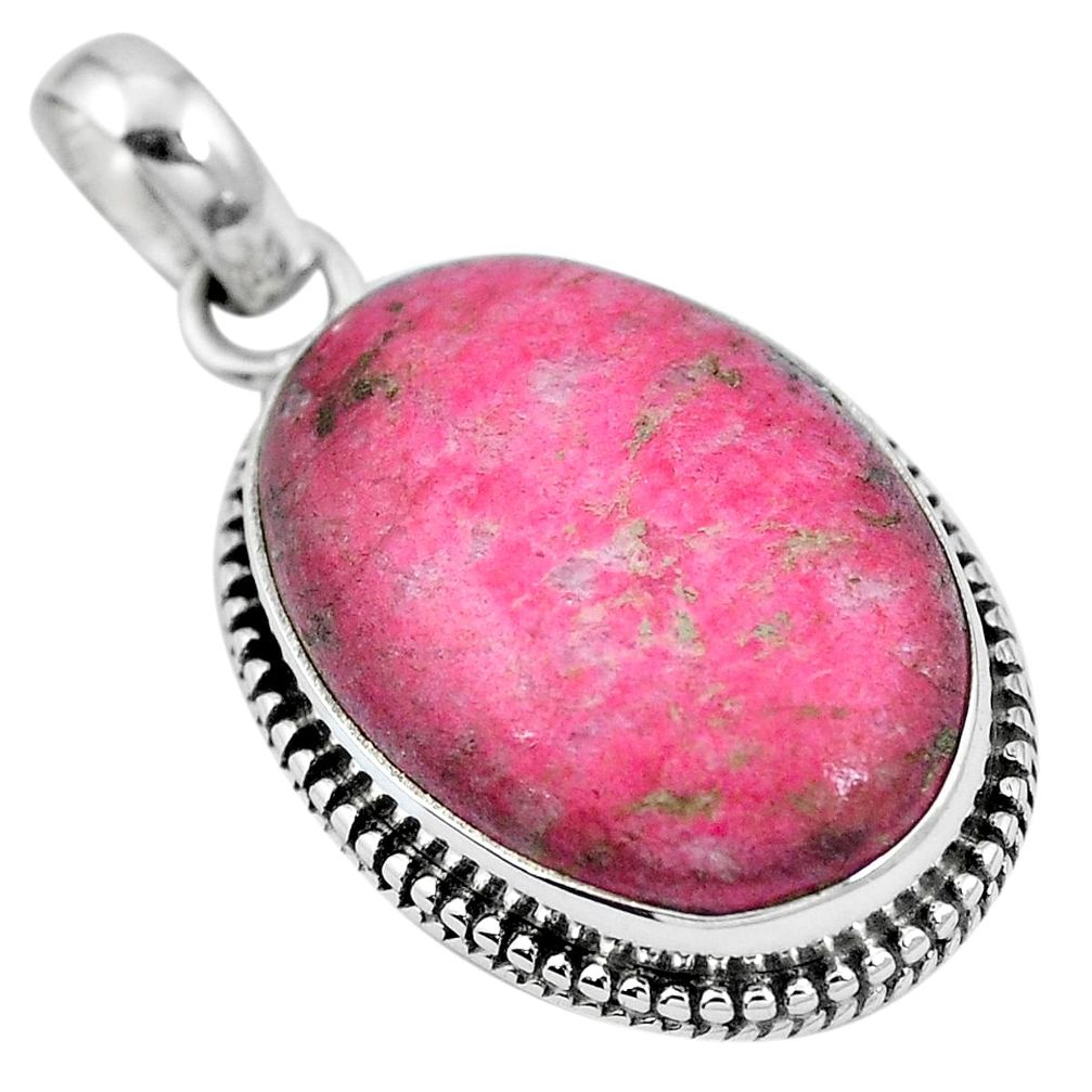 Natural pink thulite (unionite, pink zoisite) 925 silver pendant m67148