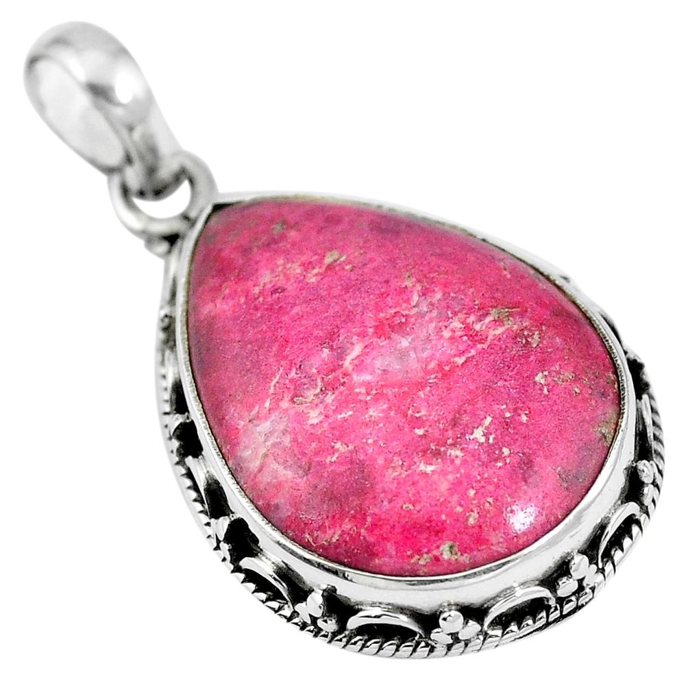 Natural pink thulite (unionite, pink zoisite) 925 silver pendant jewelry m67155