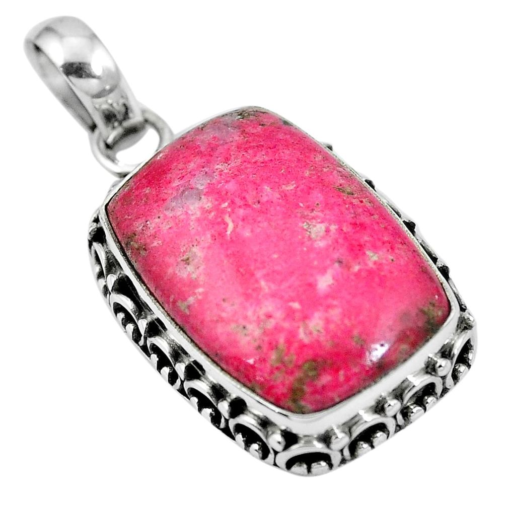 Natural pink thulite (unionite, pink zoisite) 925 silver pendant m67160