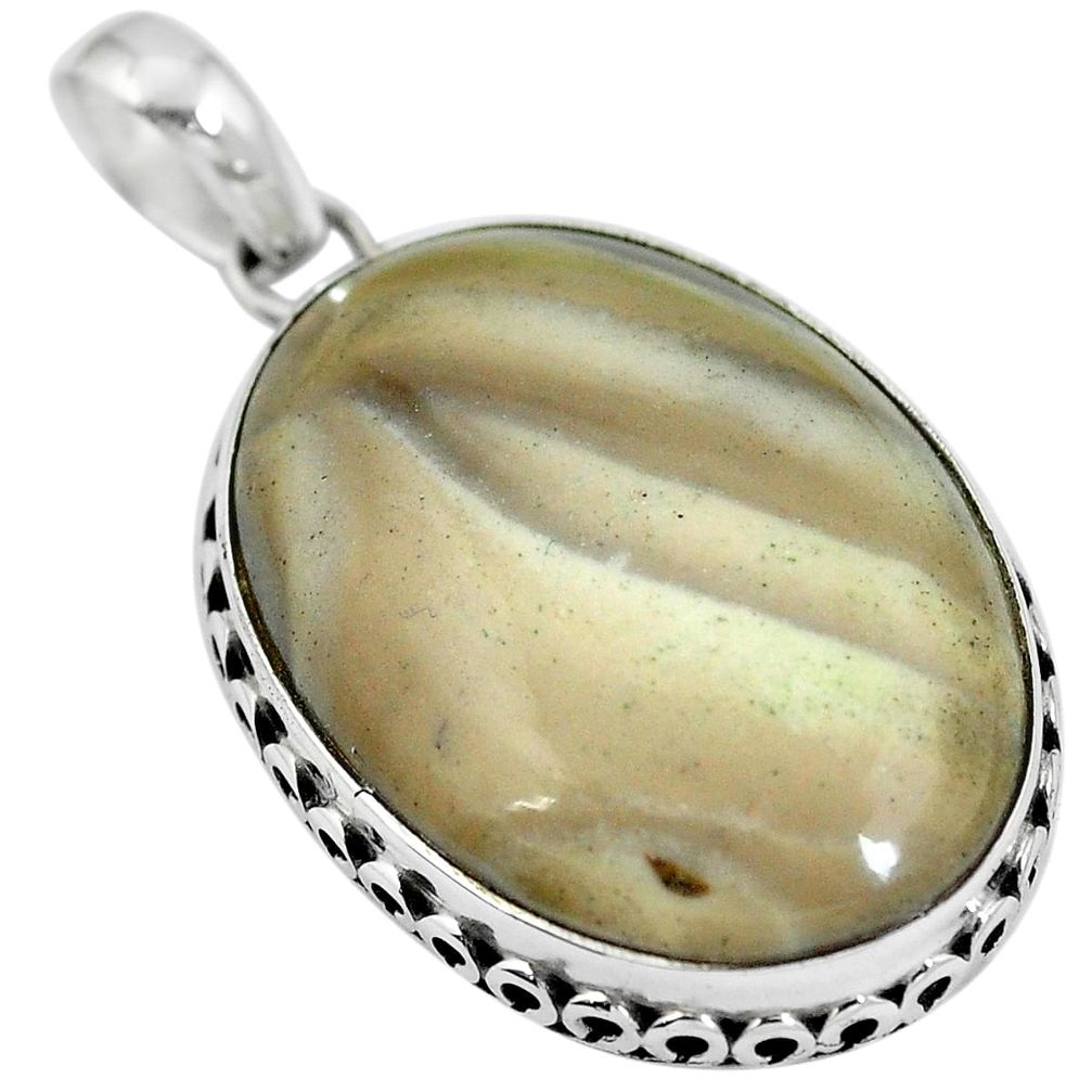 Natural grey striped flint ohio 925 sterling silver pendant m67171