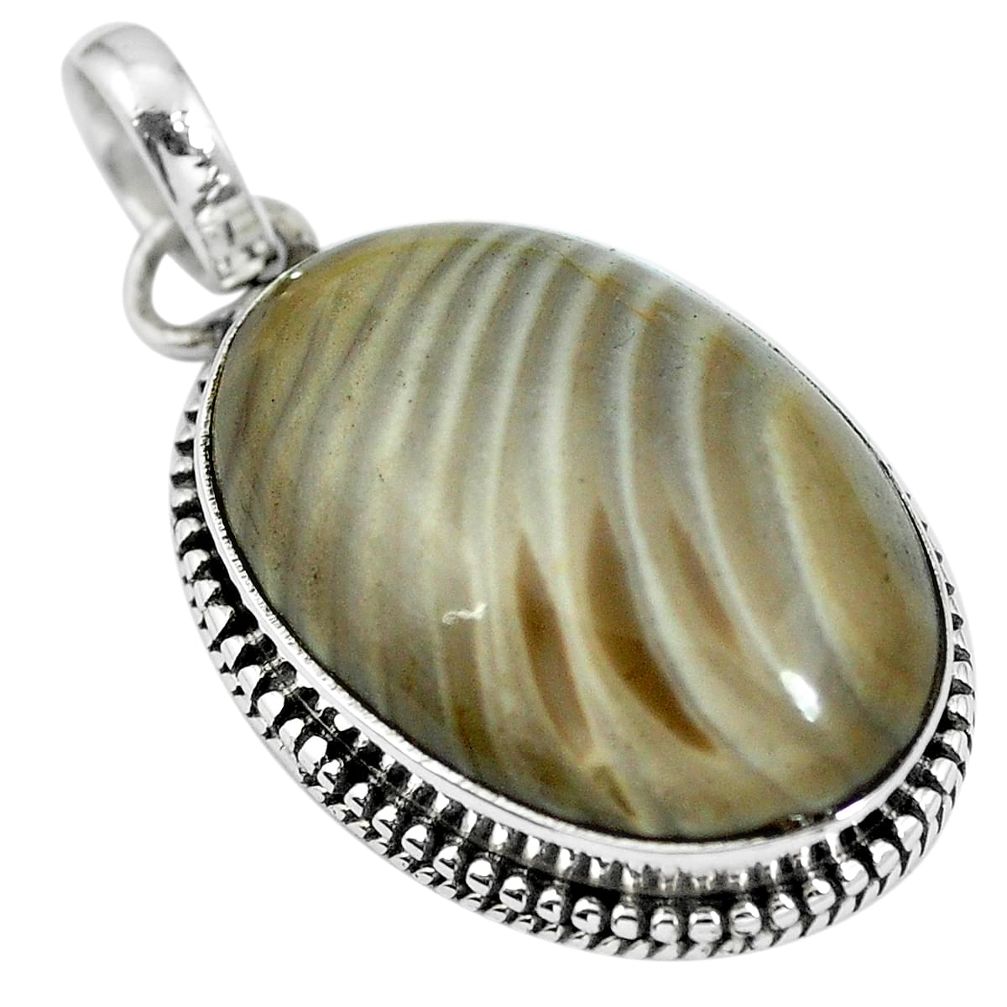 Natural grey striped flint ohio 925 sterling silver pendant m67172