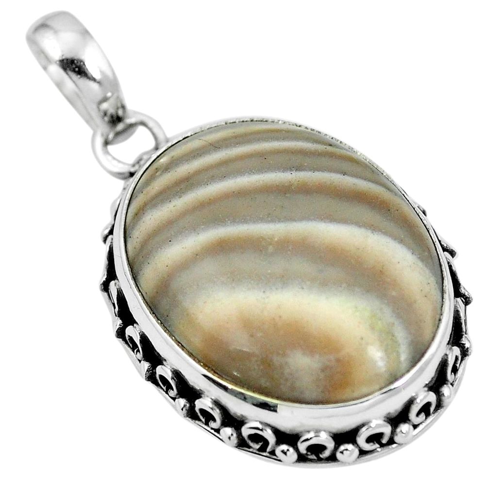 Natural grey striped flint ohio 925 sterling silver pendant jewelry m67174