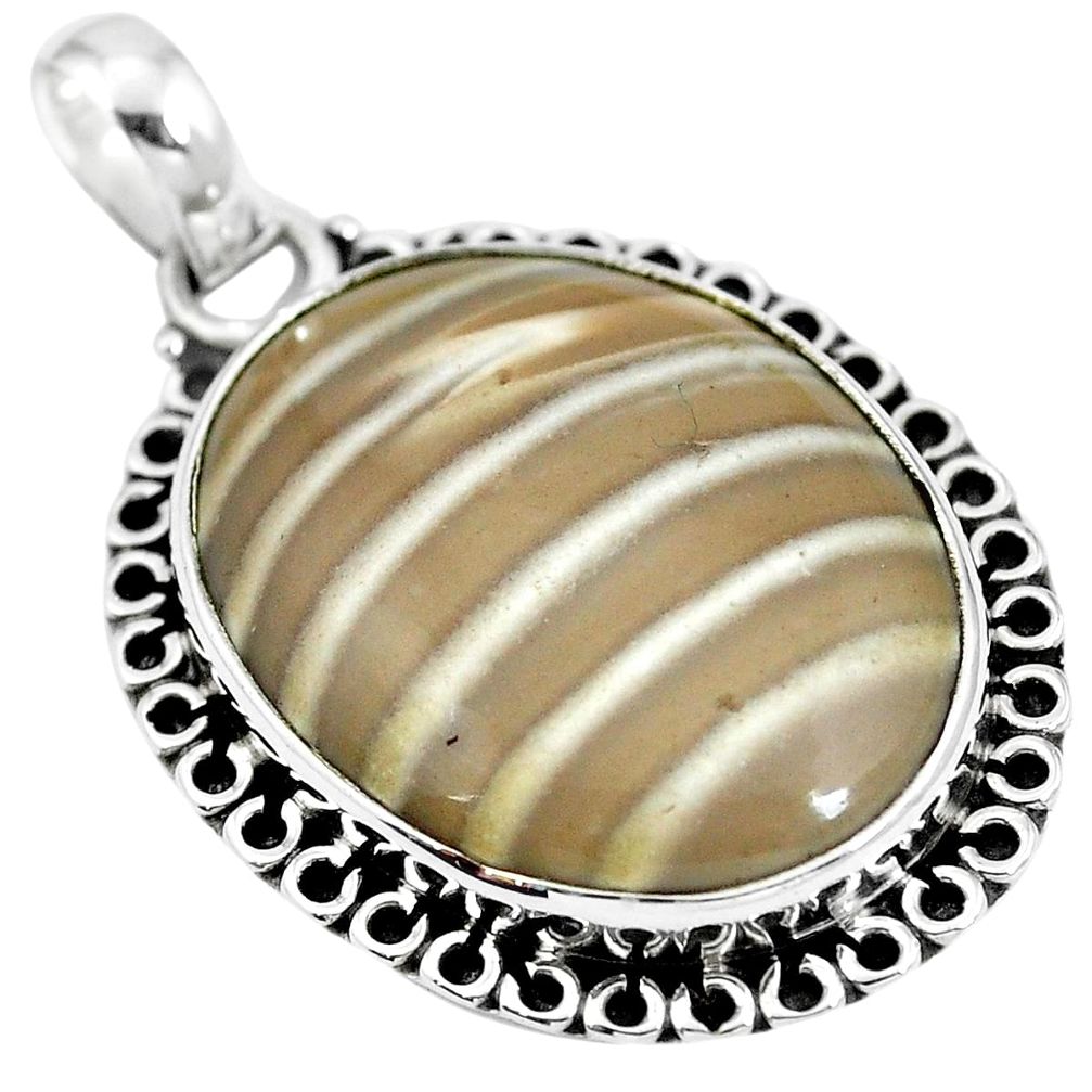 925 sterling silver natural grey striped flint ohio pendant jewelry m67179