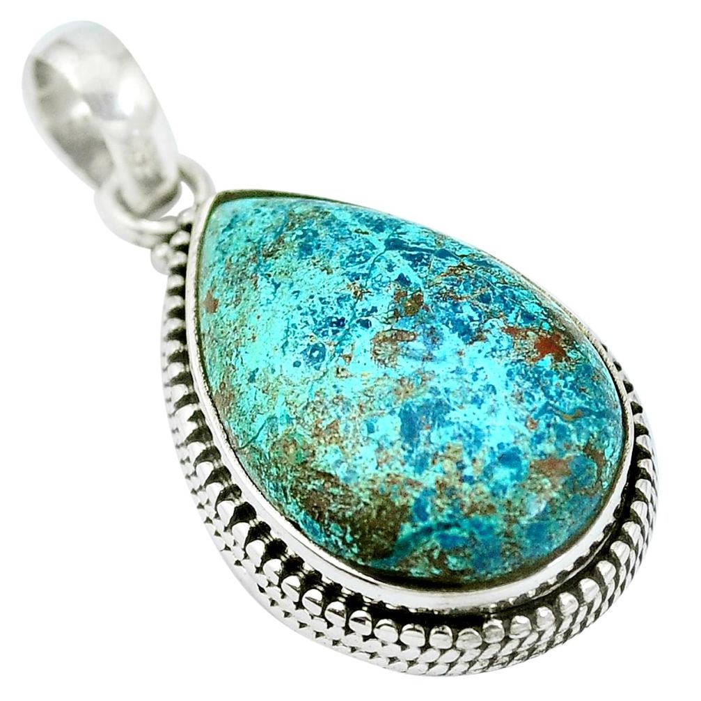 Natural blue shattuckite 925 sterling silver pendant jewelry m67206