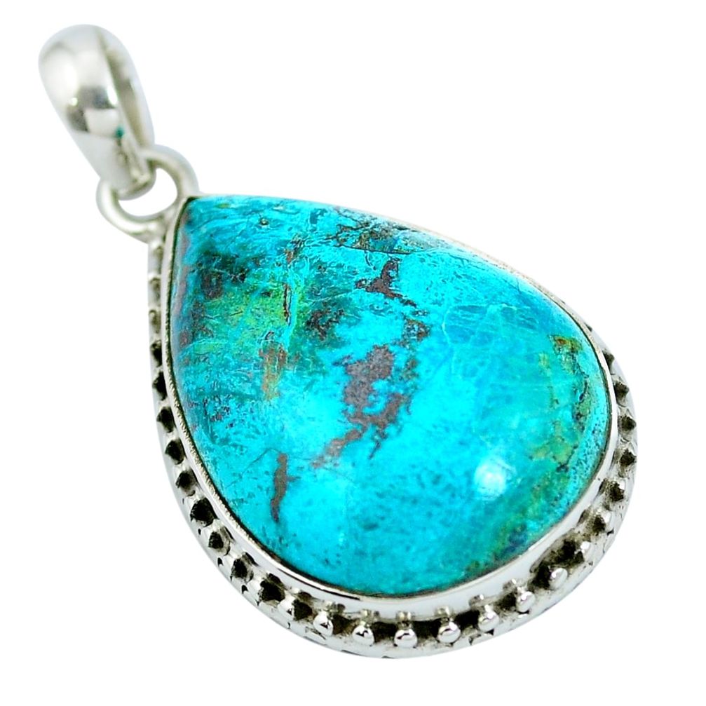 Natural blue shattuckite 925 sterling silver pendant jewelry m67216