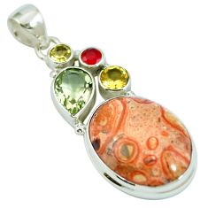 Natural red birds eye citrine 925 sterling silver pendant jewelry m67241