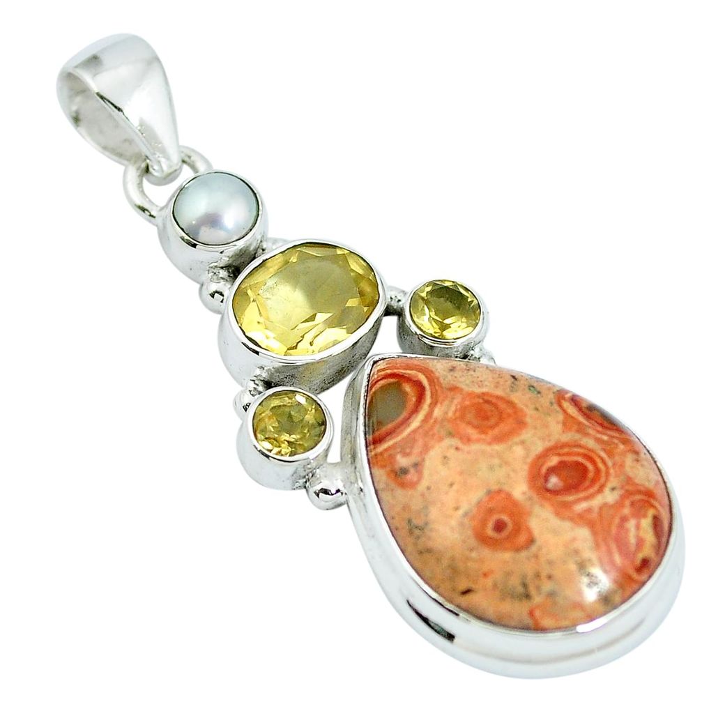 Natural red birds eye citrine pearl 925 sterling silver pendant m67242