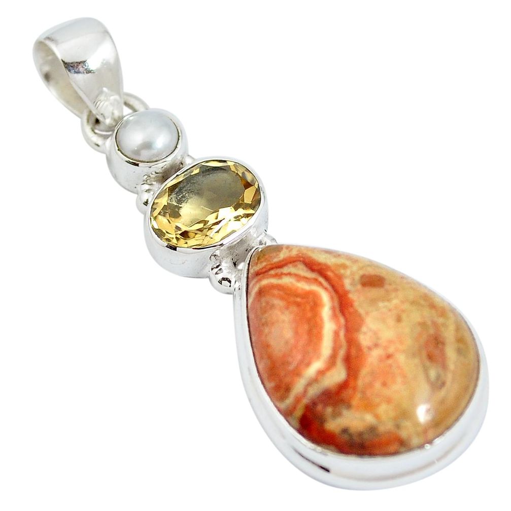 Natural red birds eye citrine pearl 925 sterling silver pendant m67248