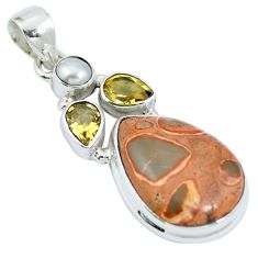 925 sterling silver natural red birds eye citrine pendant jewelry m67254