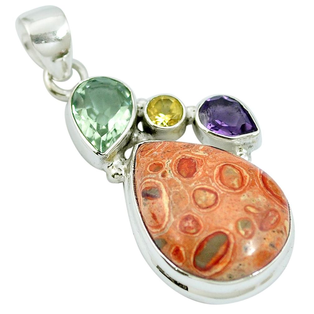 Natural red birds eye amethyst 925 sterling silver pendant jewelry m67257