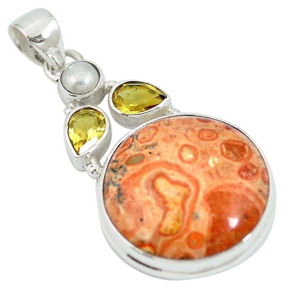 925 sterling silver natural red birds eye citrine pearl pendant m67260