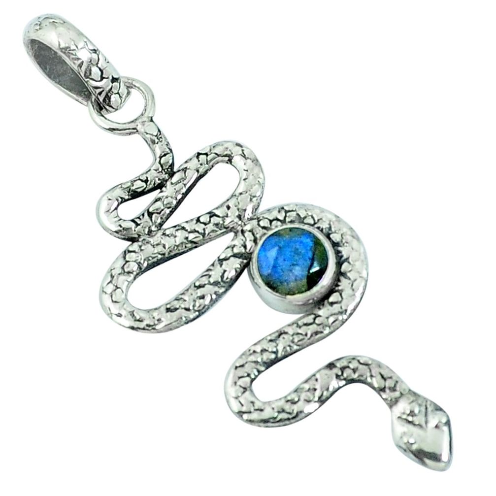 925 sterling silver natural blue labradorite snake pendant jewelry m67504