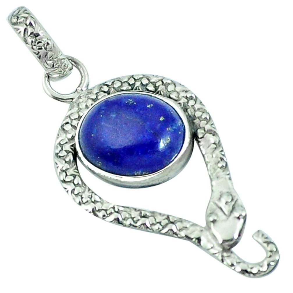 Natural blue lapis lazuli 925 sterling silver snake pendant jewelry m67510