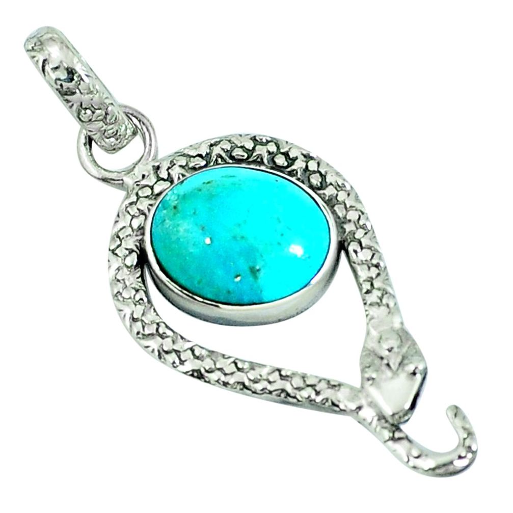 Green arizona mohave turquoise 925 sterling silver snake pendant m67511