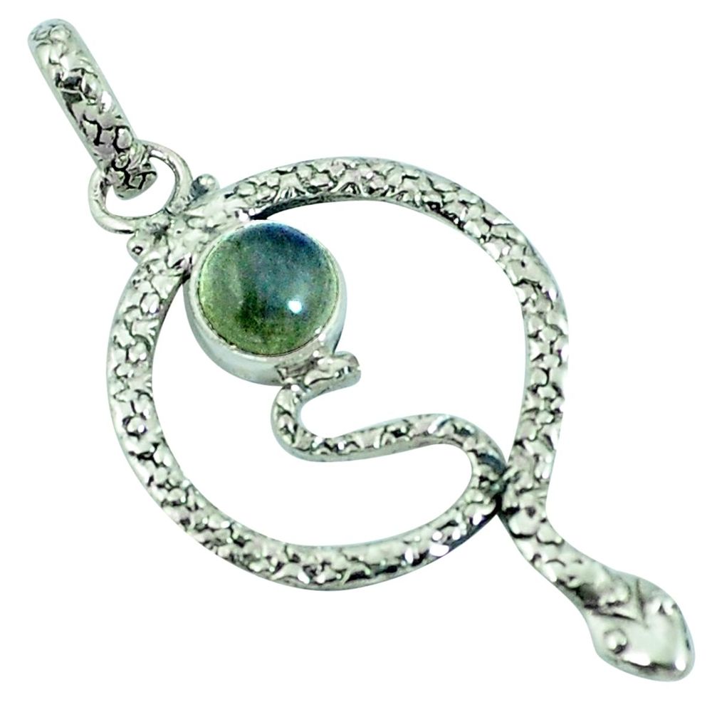 Natural blue labradorite 925 sterling silver snake pendant jewelry m67539