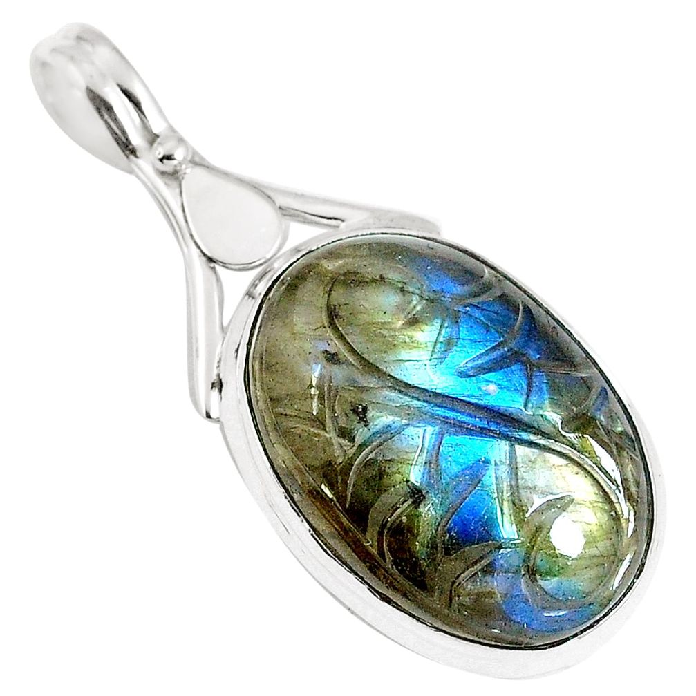 Natural blue labradorite 925 sterling silver pendant jewelry m67843