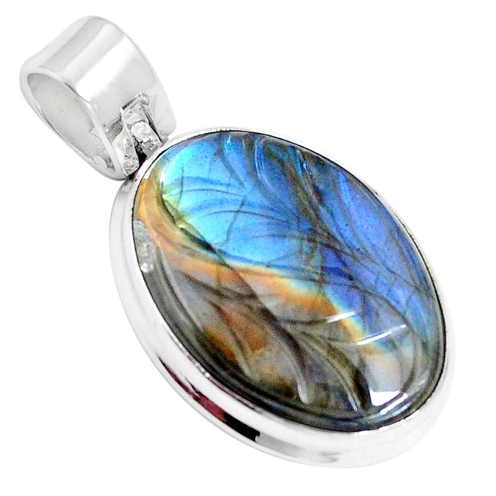 925 sterling silver natural blue labradorite oval pendant jewelry m67844