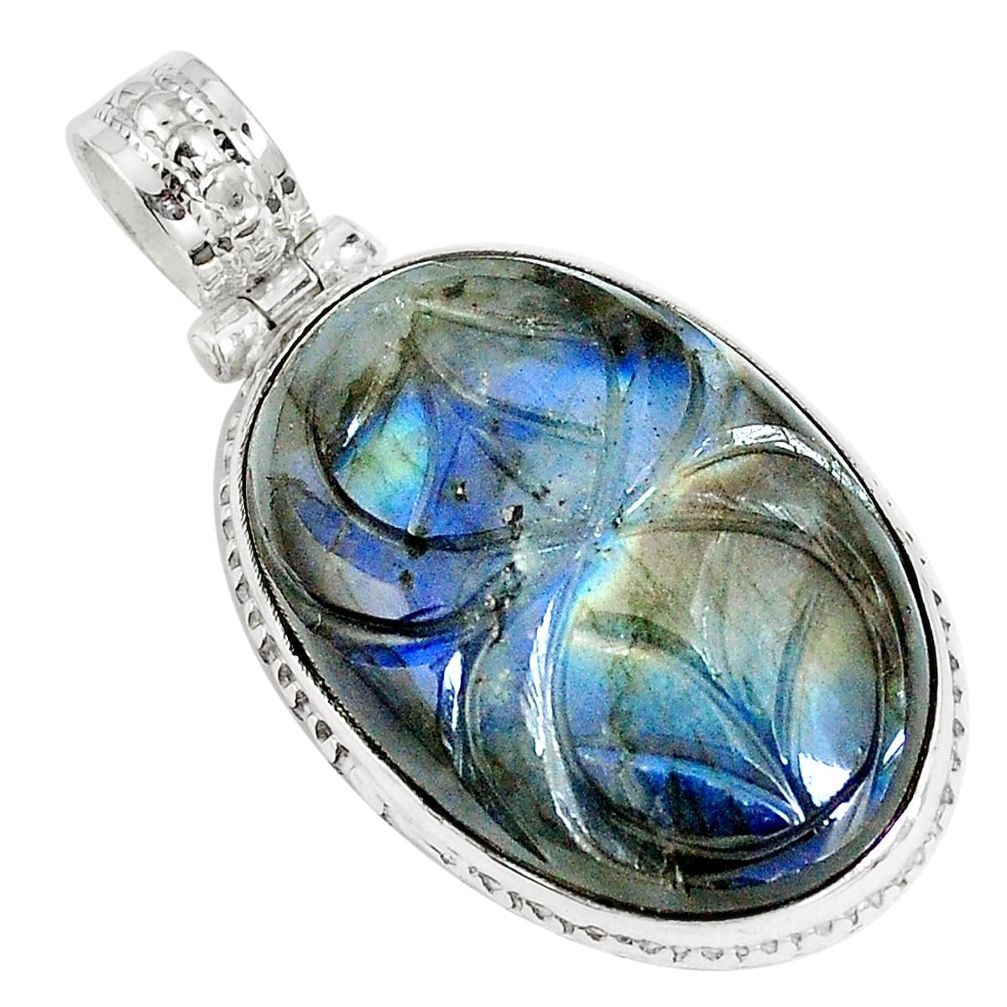 Natural blue labradorite 925 sterling silver pendant jewelry m67845