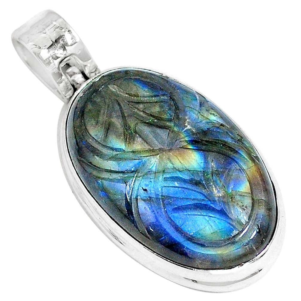 Natural blue labradorite 925 sterling silver pendant jewelry m67847