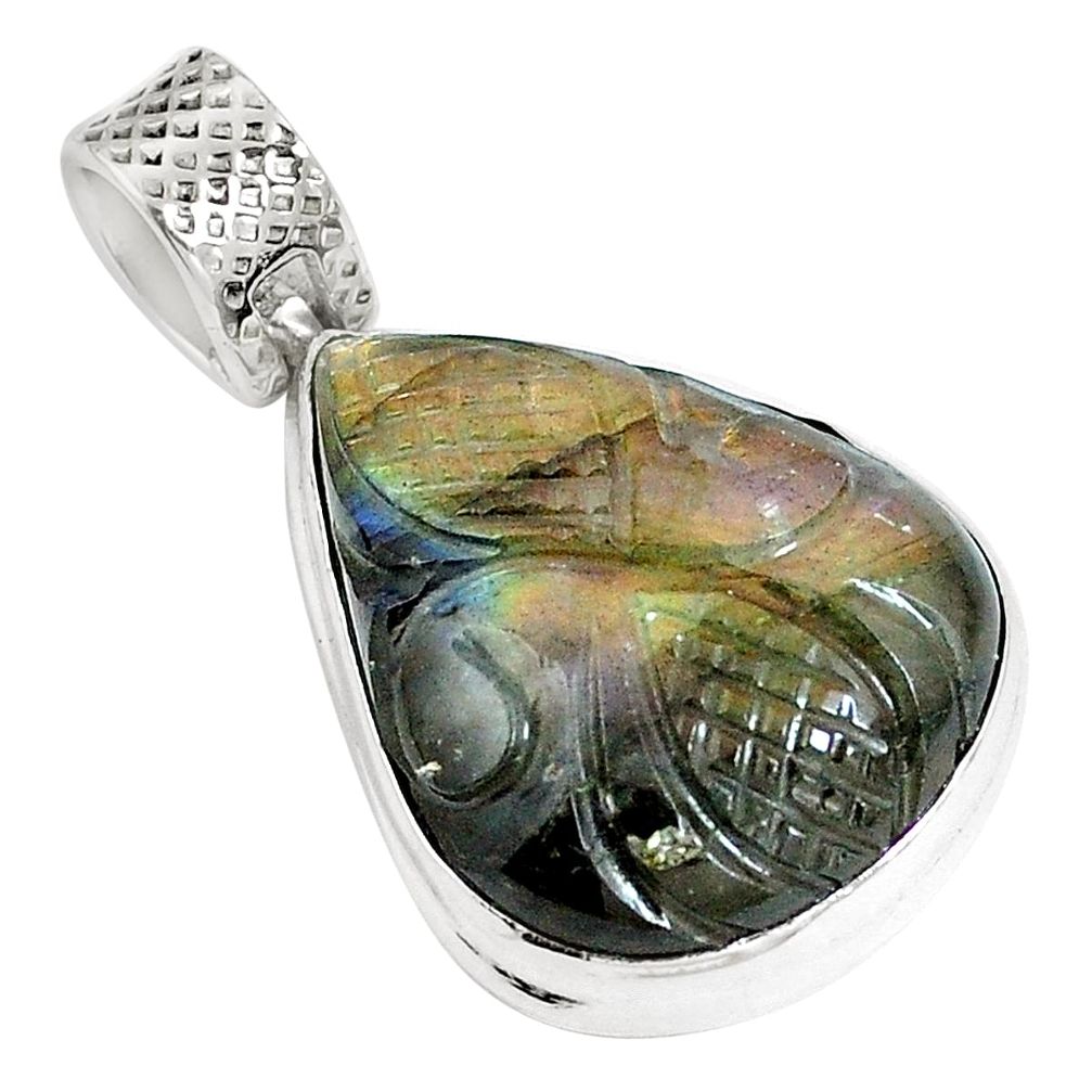 925 sterling silver natural blue labradorite pear pendant jewelry m67848