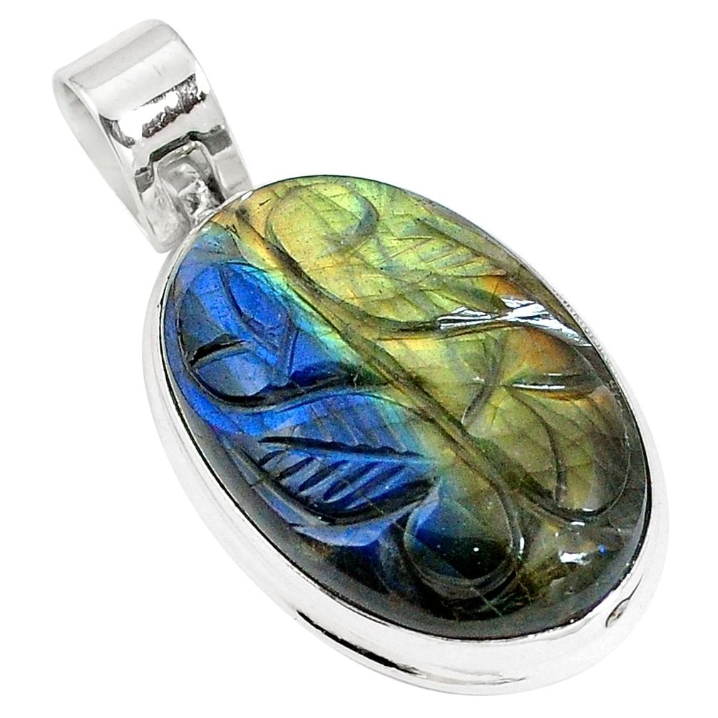 Natural blue labradorite 925 sterling silver pendant jewelry m67850