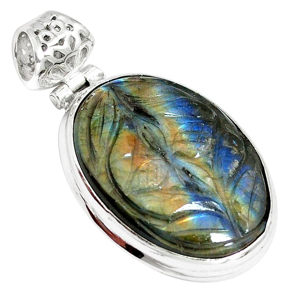 Natural blue labradorite 925 sterling silver pendant jewelry m67853