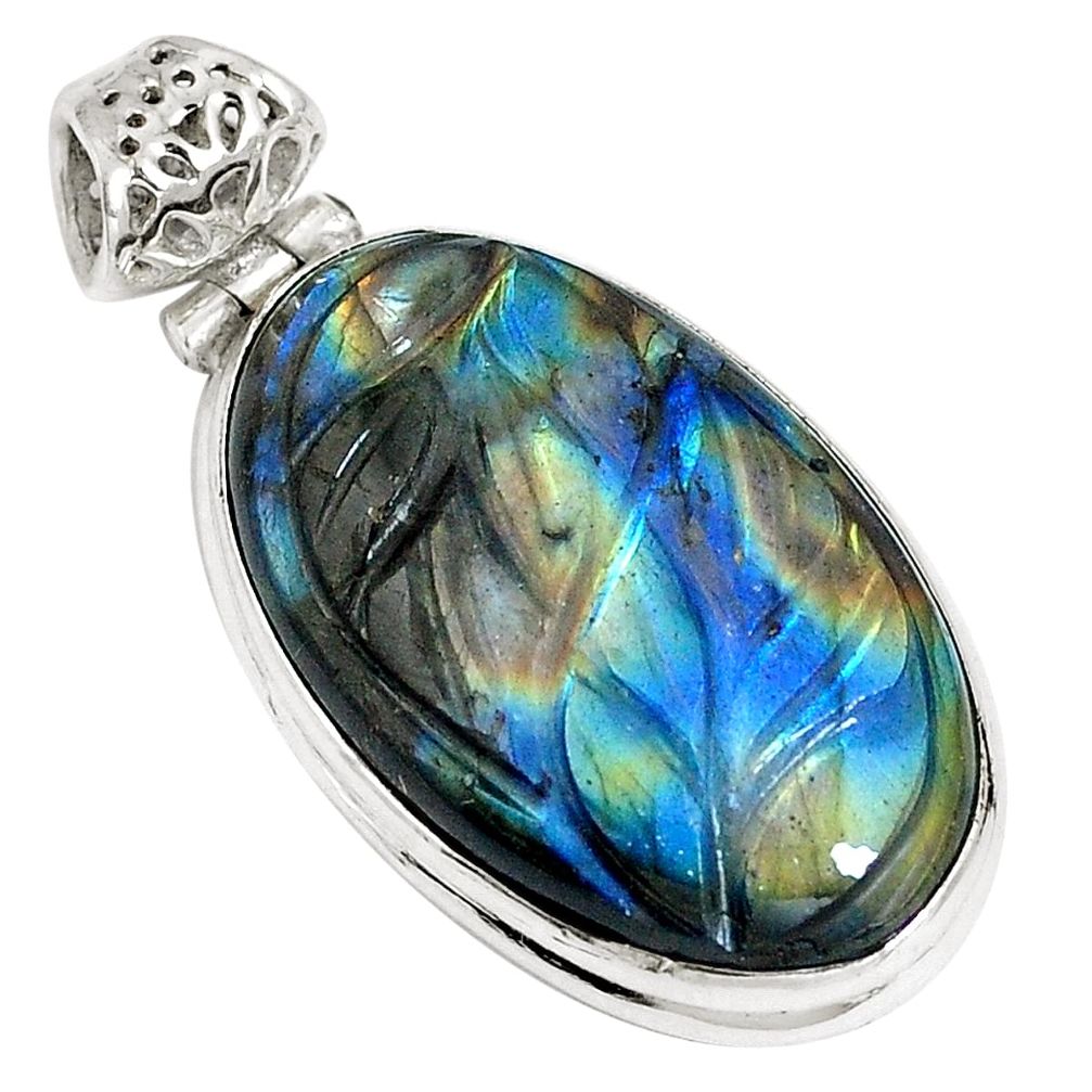 Natural blue labradorite 925 sterling silver pendant jewelry m67855