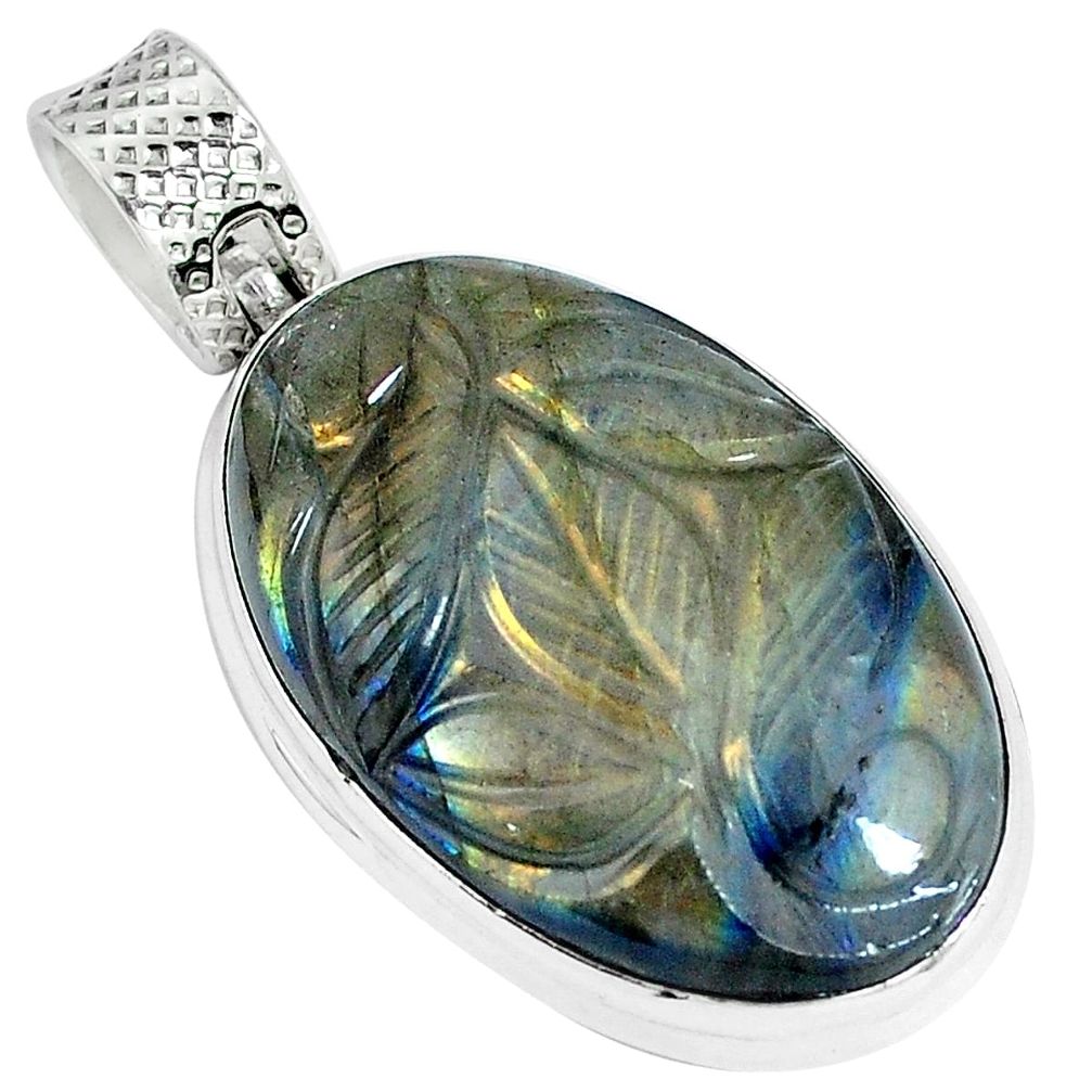 Natural blue labradorite 925 sterling silver pendant jewelry m67857