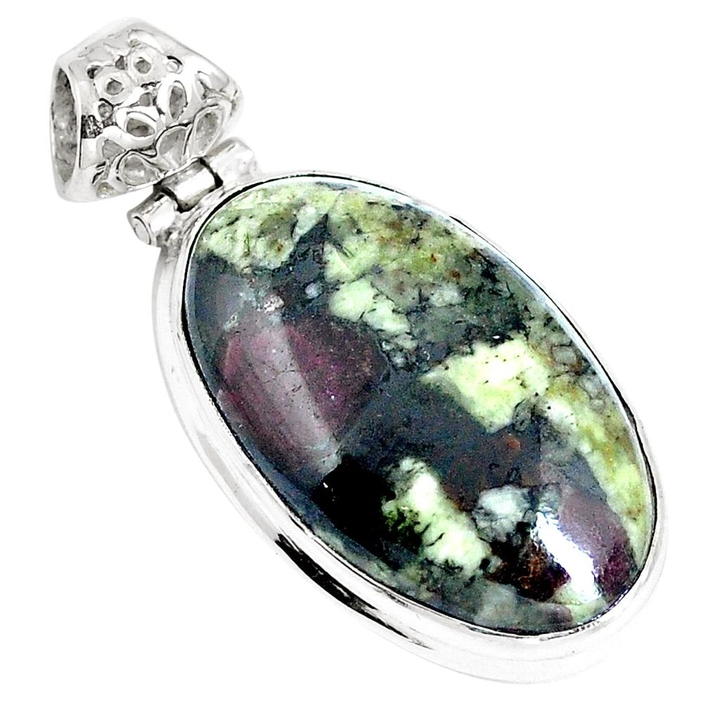 Natural pink eudialyte 925 sterling silver pendant jewelry m67936