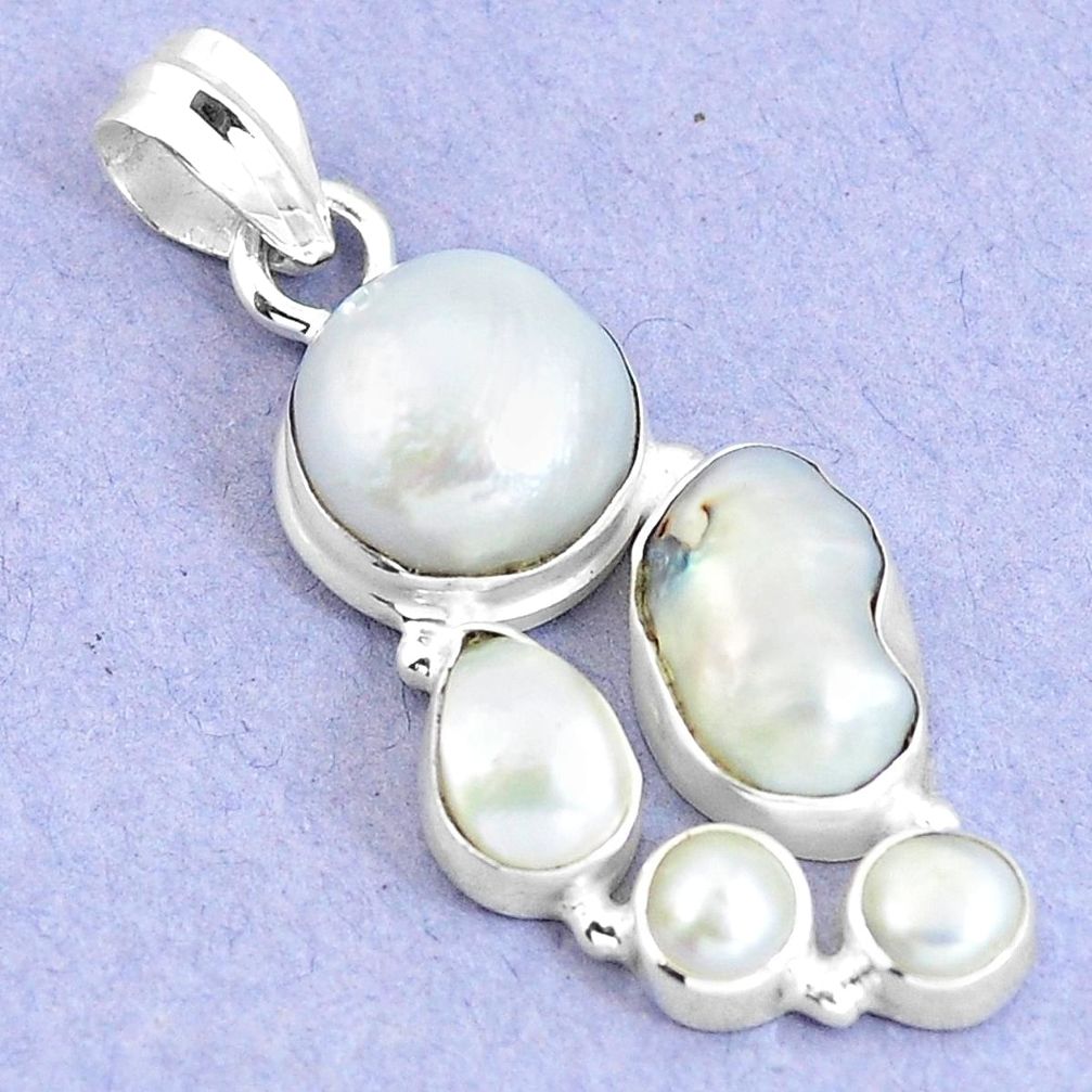 925 sterling silver natural white pearl pendant jewelry m67977