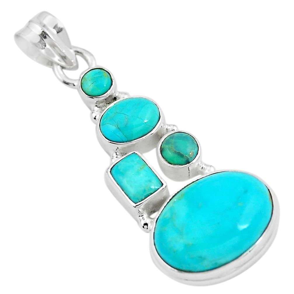 925 sterling silver blue arizona mohave turquoise pendant jewelry m68224