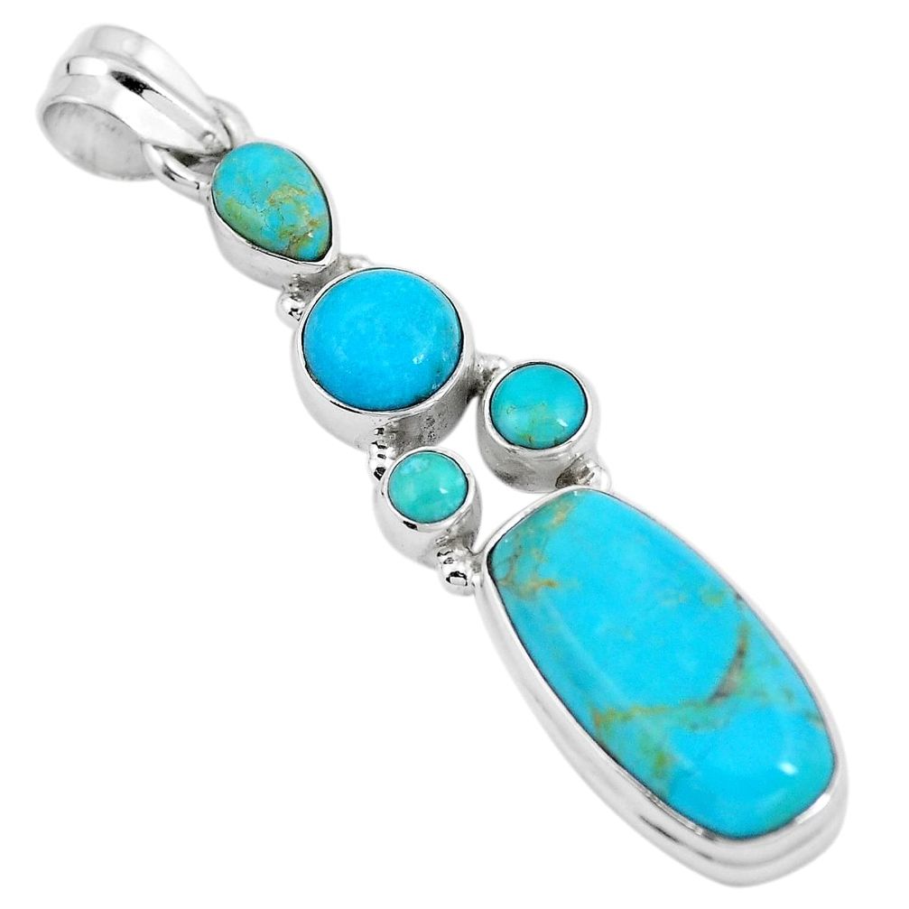 Blue arizona mohave turquoise 925 sterling silver pendant jewelry m68226