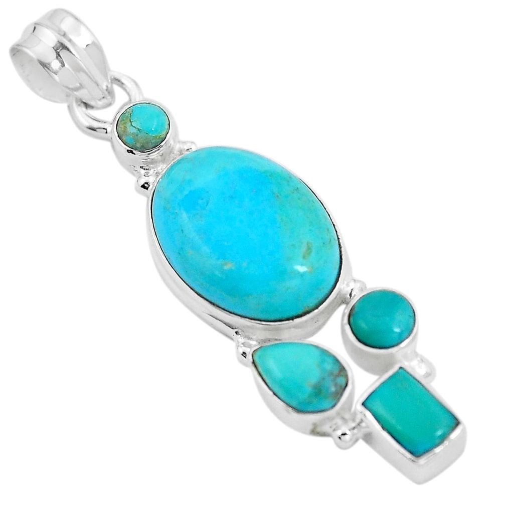 Blue arizona mohave turquoise 925 sterling silver pendant jewelry m68227