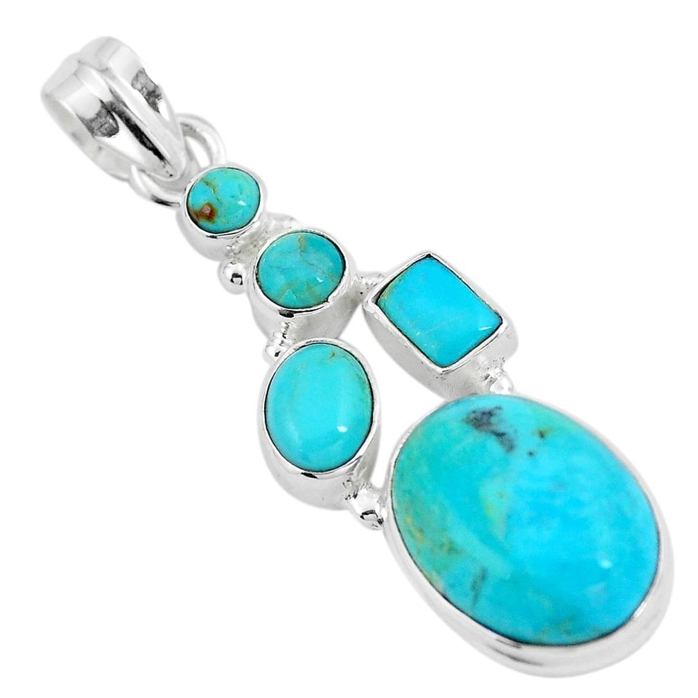 Blue arizona mohave turquoise 925 sterling silver pendant jewelry m68230