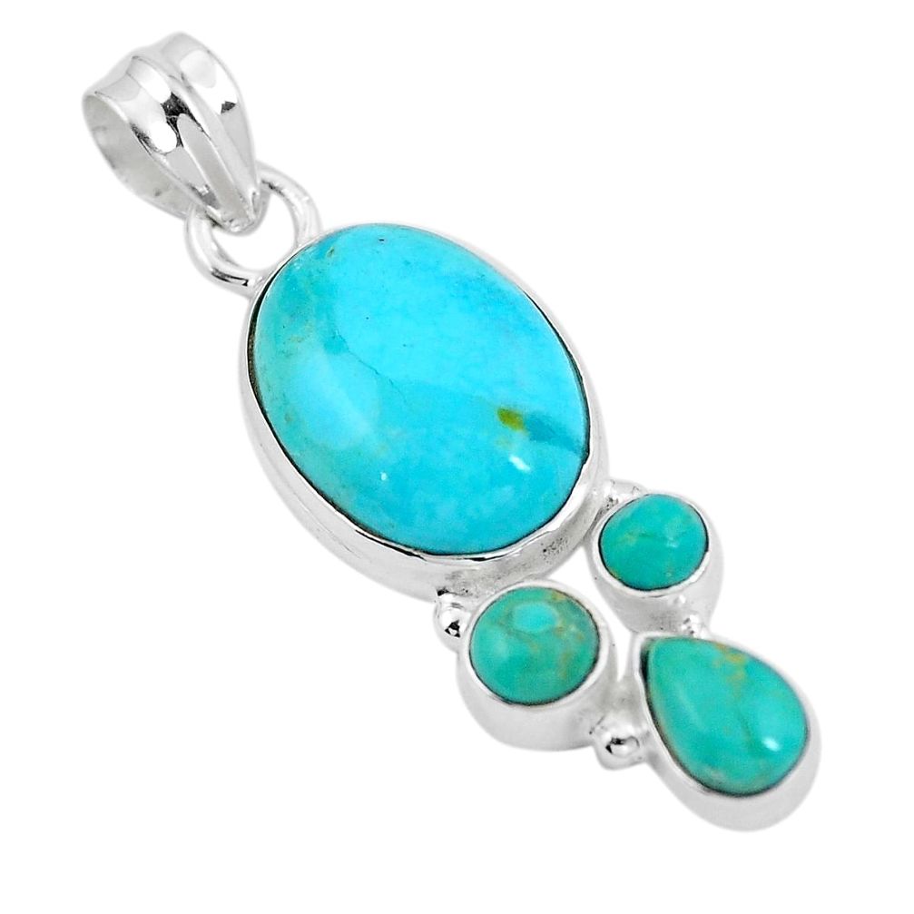 Blue arizona mohave turquoise 925 sterling silver pendant jewelry m68231