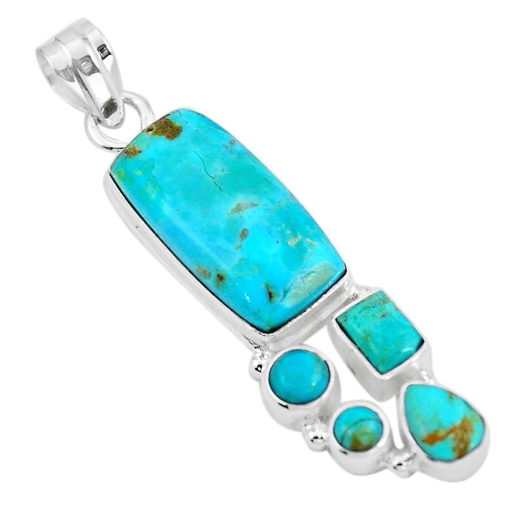 925 sterling silver blue arizona mohave turquoise pendant jewelry m68233