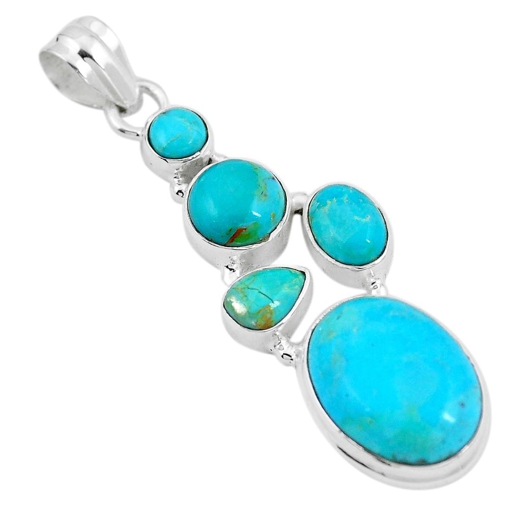 Blue arizona mohave turquoise 925 sterling silver pendant jewelry m68237