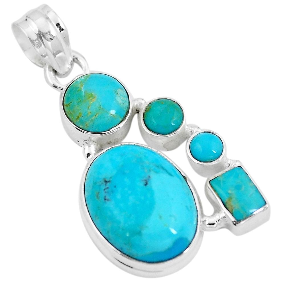 Blue arizona mohave turquoise 925 sterling silver pendant jewelry m68238