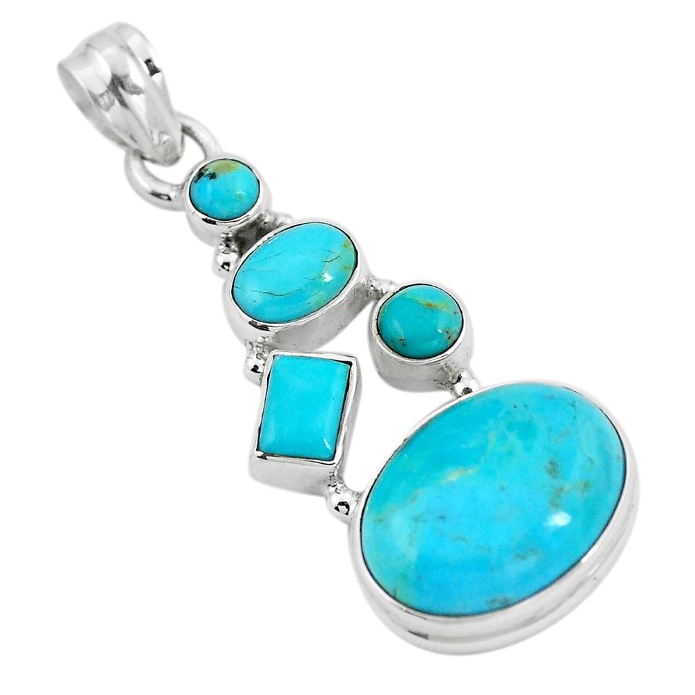 925 sterling silver blue arizona mohave turquoise oval pendant jewelry m68239