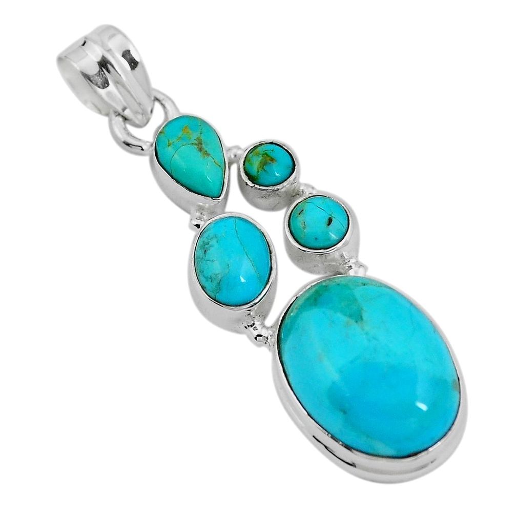 Blue arizona mohave turquoise 925 sterling silver pendant m68240