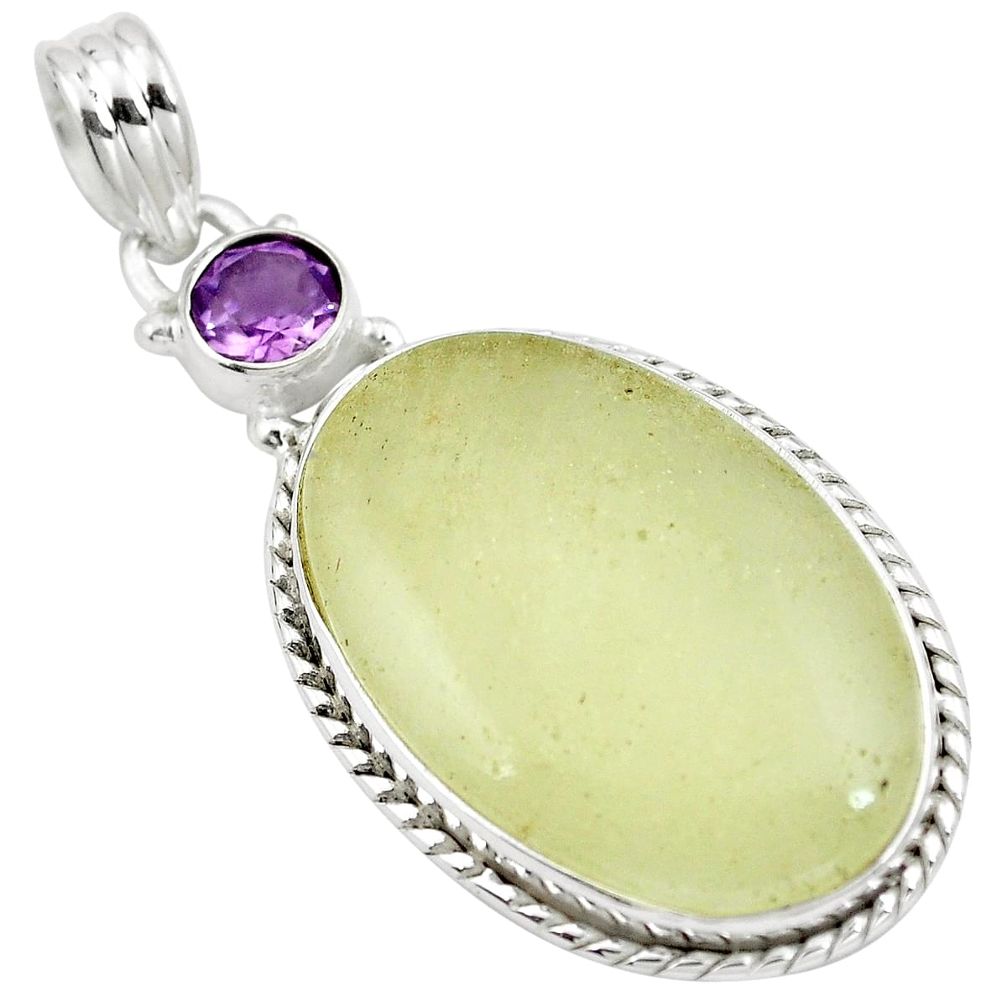 18.31cts natural libyan desert glass (gold tektite) 925 silver pendant m68284