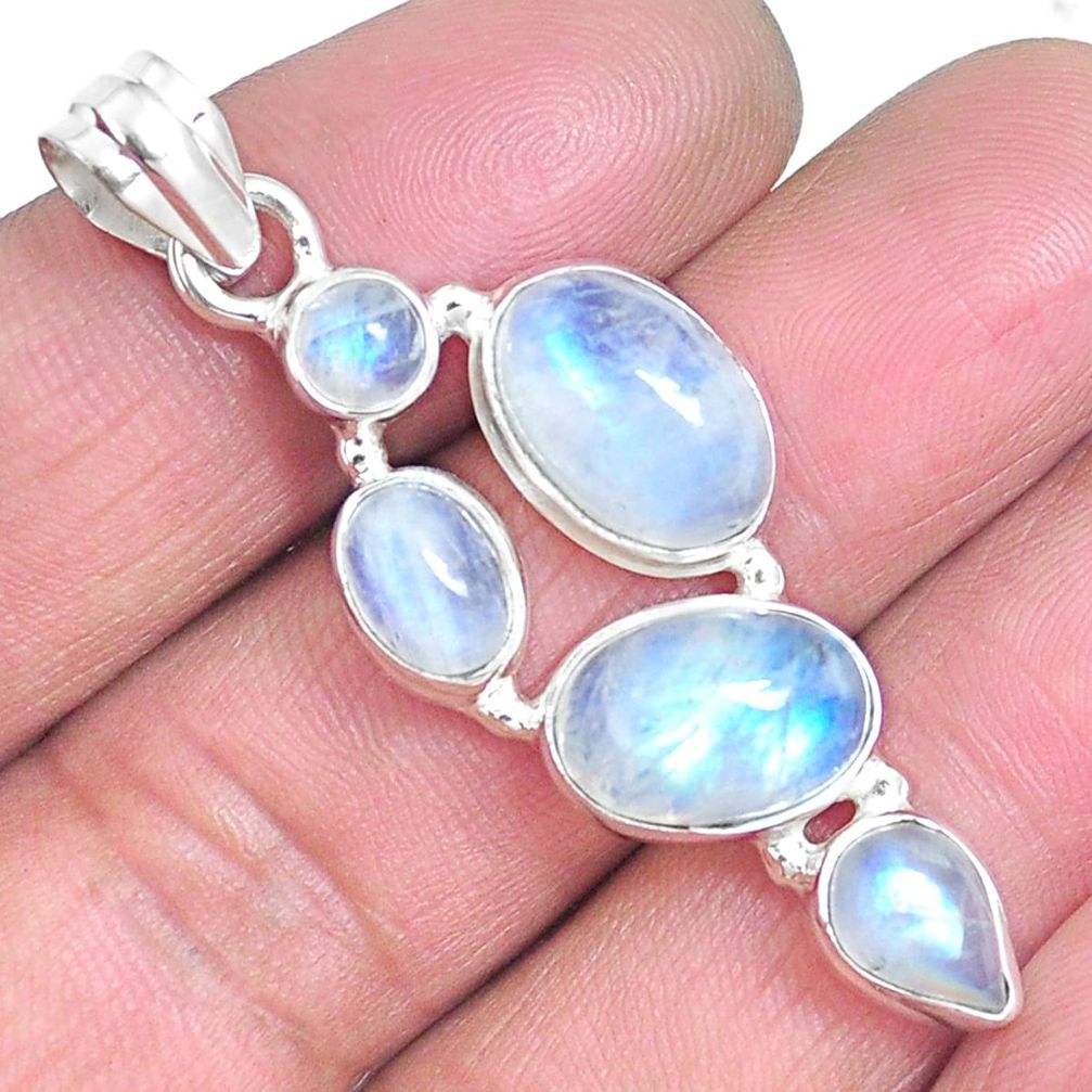 Natural rainbow moonstone 925 sterling silver pendant jewelry m68347