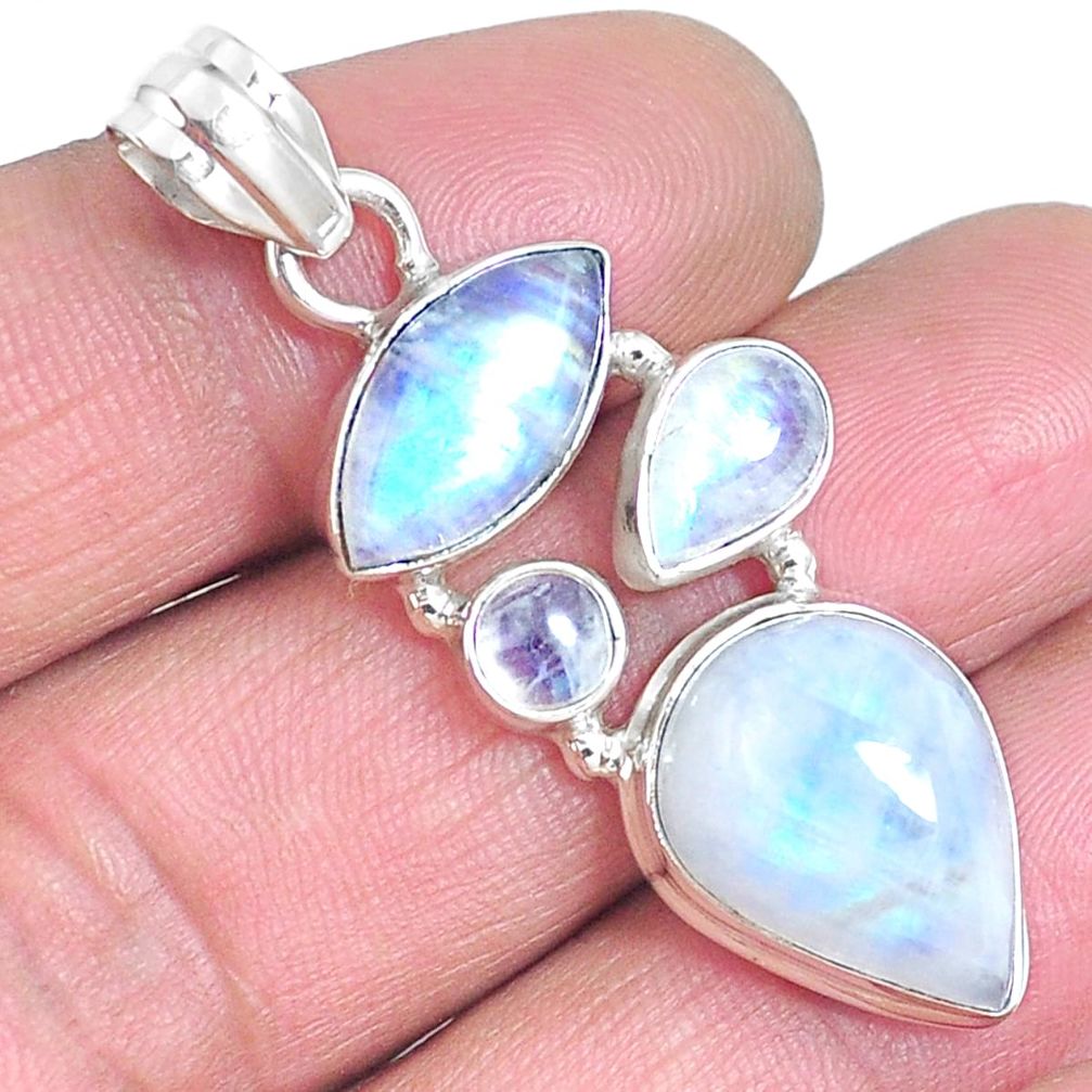 925 sterling silver natural rainbow moonstone pendant jewelry m68355