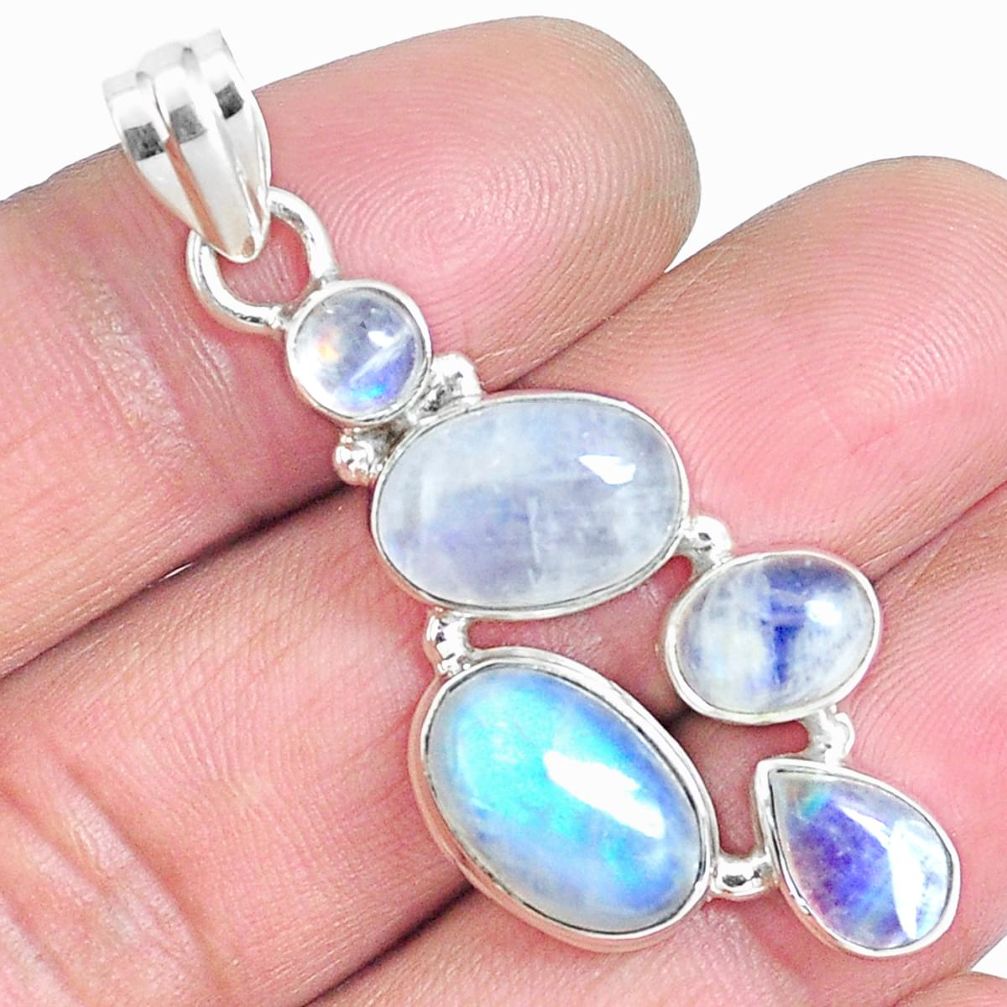 925 sterling silver natural rainbow moonstone pendant jewelry m68360